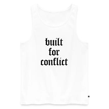 Built for Conflict - Bodybuilding & Gym - Männer Premium Bio Tank Top - Weiß - Vorne - Michal (187cm)