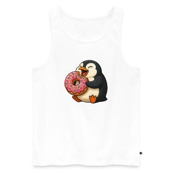 Süßer Pinguin Donut Liebhaber Cartoon Mampfen - Männer Premium Bio Tank Top - Weiß - Vorne - AI Model Male 178 light (178cm)