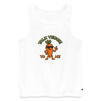 Talk Veggie To Me Carrot Graphic - Men's Premium Organic Tank Top - white - Front - Michal (187cm)