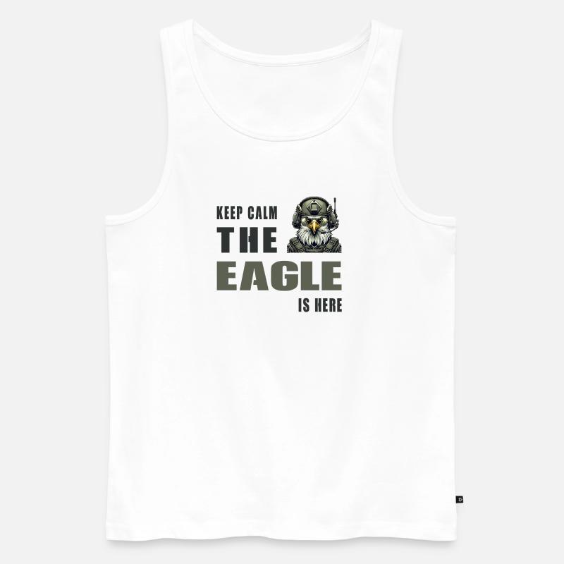 Keep Calm – The Eagle Is Here - Männer Premium Bio Tank Top - Weiß