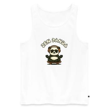 Zen Panda mit Skateboard und Kopfhörern - Männer Premium Bio Tank Top - Weiß - Vorne - Michal (187cm)