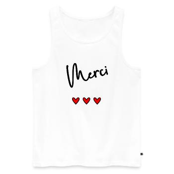 MERCI. MAÎTRESSE. MAÎTRE. MERCI MAÎTRESSE - Débardeur bio Premium Homme - blanc - Devant - Michal (187cm)