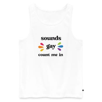 Mois de la fierté LGBT - Sounds Gay, Count me in - Débardeur bio Premium Homme - blanc - Devant - Michal (187cm)