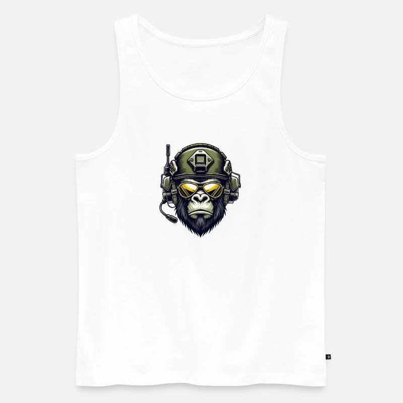 Gorilla Militär Design - Männer Premium Bio Tank Top - Weiß
