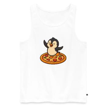 Dancing Penguin Pizza Pizza Lover Fun - Débardeur bio Premium Homme - blanc - Devant - Michal (187cm)