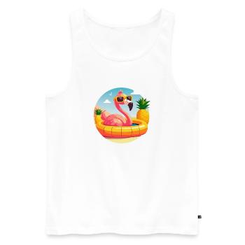 Flamant rose et ananas dessin vectoriel mignon - Débardeur bio Premium Homme - blanc - Devant - Michal (187cm)