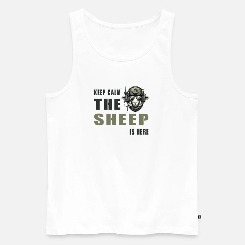 Schaf – Keep Calm Design - Männer Premium Bio Tank Top - Weiß