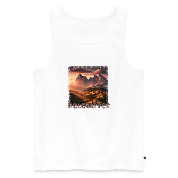 Beautiful Dolomites Hike Tyrol Sunset - Men's Premium Organic Tank Top - white - Front - AI Model Male 178 light (178cm)