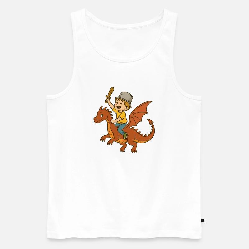 Junge Drachenritter mit Schwert - Männer Premium Bio Tank Top - Weiß