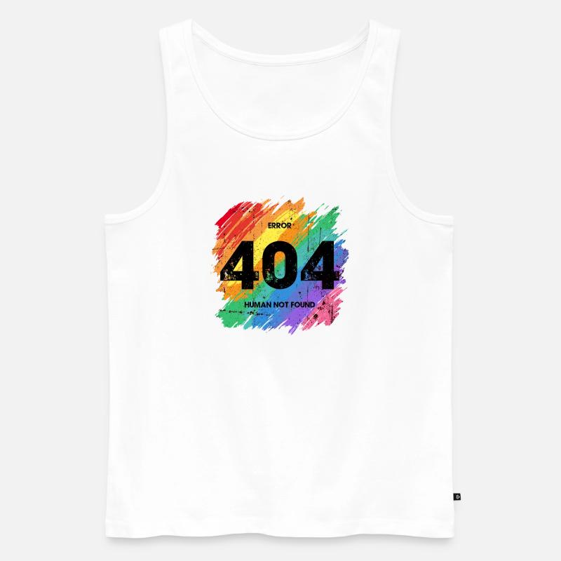 Lebendiger Regenbogen Fehler 404 Design - Männer Premium Bio Tank Top - Weiß