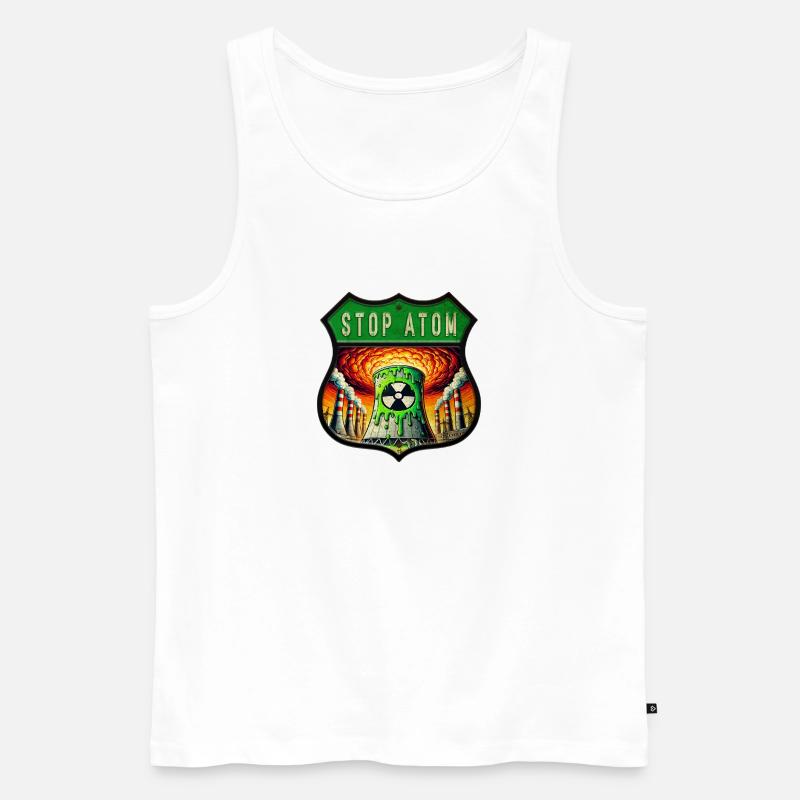 Stop Atom Wappen Design - Männer Premium Bio Tank Top - Weiß