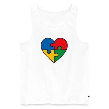 Puzzle Herz Autismus Symbol - Spruch Geschenk - Männer Premium Bio Tank Top - Weiß - Vorne - Michal (187cm)