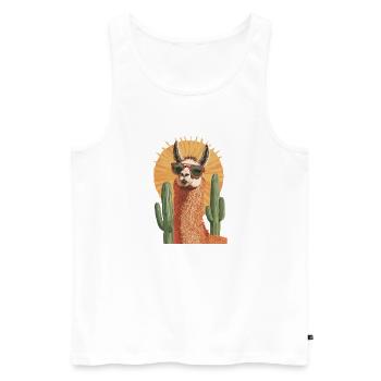 Lama drôle Alpaga Lama Lama Animal Cadeau - Débardeur bio Premium Homme - blanc - Devant - AI Model Male 178 light (178cm)