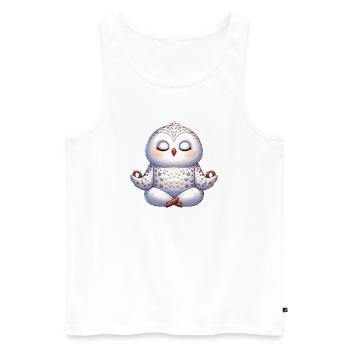 Süße Eule Yoga Meditation Entspannung Innerer  - Männer Premium Bio Tank Top - Weiß - Vorne - AI Model Male 178 light (178cm)