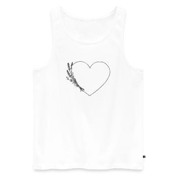 Line Art Coeur - Fleurs sauvages, Personnalisable - Débardeur bio Premium Homme - blanc - Devant - Michal (187cm)