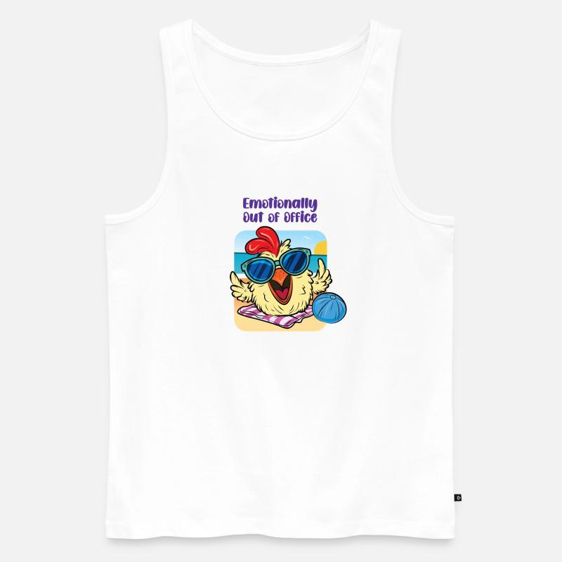 Huhn am Strand – Mental abwesend - Männer Premium Bio Tank Top - Weiß