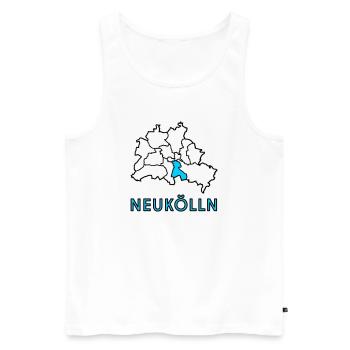 NEUKÖLLN, un quartier de Berlin - Débardeur bio Premium Homme - blanc - Devant - AI Model Male 178 light (178cm)