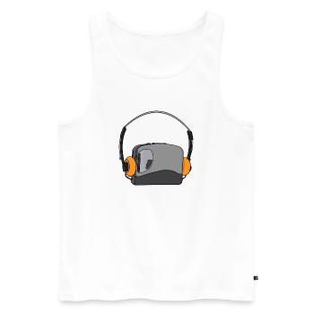 Cooler tragbarer Kassetten-Audio-Player - Männer Premium Bio Tank Top - Weiß - Vorne - AI Model Male 178 light (178cm)