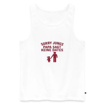 Papa bestimmt Dates Humor - Männer Premium Bio Tank Top - Weiß - Vorne - AI Model Male 178 light (178cm)