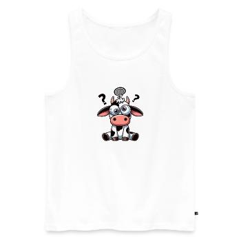 Cute Confused Cow Cartoon Funny Clumsy - Men's Premium Organic Tank Top - white - Front - Michal (187cm)