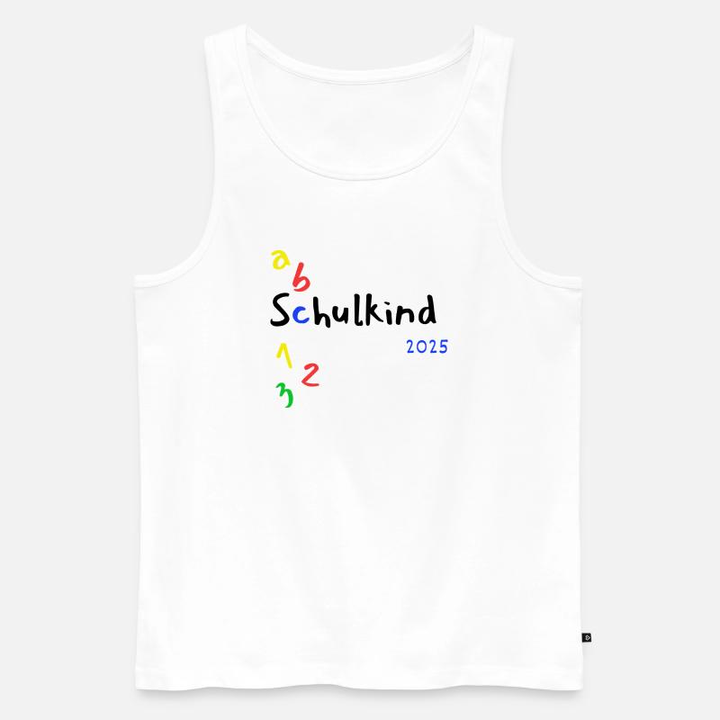 Schulkind ABC 123 mit Jahr 2025 - Männer Premium Bio Tank Top - Weiß