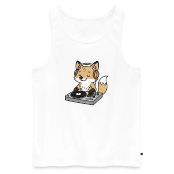 Ein Fuchs als DJ mit Kopfhörern am Mischpult - Männer Premium Bio Tank Top - Weiß - Vorne - AI Model Male 178 light (178cm)