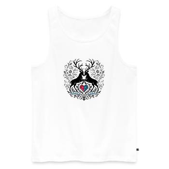 Deer with Heart - Alpine Style in Black & Blue - Men's Premium Organic Tank Top - white - Front - AI Model Male 178 light (178cm)
