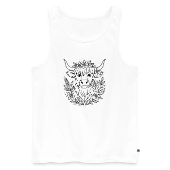Highland Kuh mit Blumen - Volksfest Design - Männer Premium Bio Tank Top - Weiß - Vorne - AI Model Male 178 light (178cm)