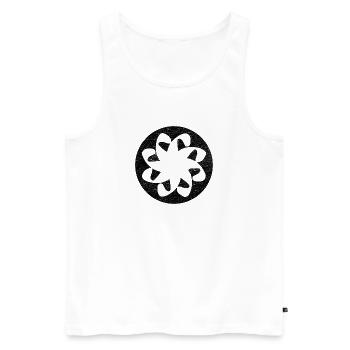 Symbole arménien Chrétien d’éternité - cercle noir - Débardeur bio Premium Homme - blanc - Devant - AI Model Male 178 light (178cm)