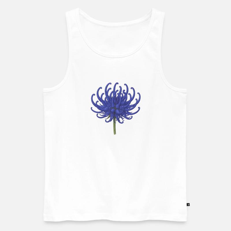Elegante Blaue Chrysantheme Illustration - Männer Premium Bio Tank Top - Weiß
