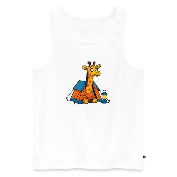Cartoon Giraffe Camping Design - Männer Premium Bio Tank Top - Weiß - Vorne - AI Model Male 178 light (178cm)