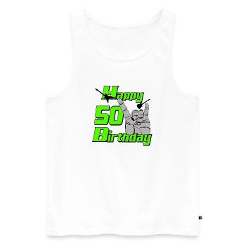 Happy Birthday 50 , Heavy Metal 50. Geburtstag - Männer Premium Bio Tank Top - Weiß - Vorne - Michal (187cm)