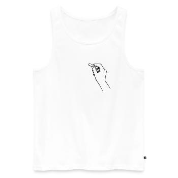 Hand mit Kreide schreibt NO - Männer Premium Bio Tank Top - Weiß - Vorne - Michal (187cm)