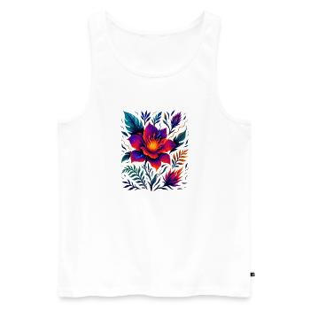 Electric Bloom - Men's Premium Organic Tank Top - white - Front - AI Model Male 178 light (178cm)
