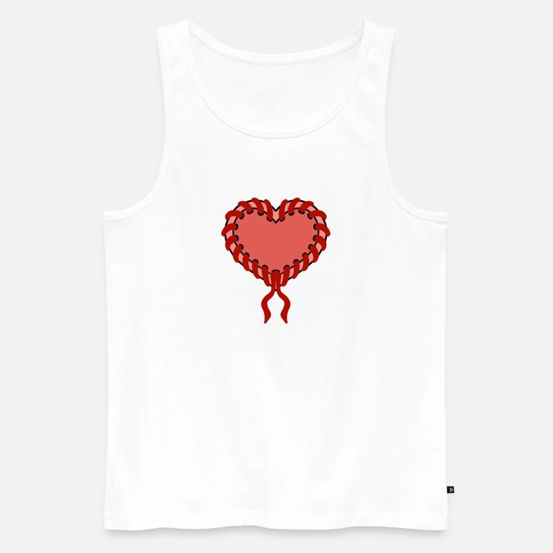 Genähtes Herz - Männer Premium Bio Tank Top - Weiß
