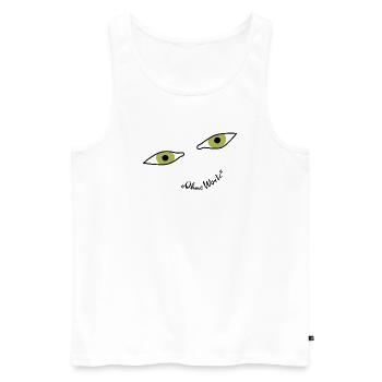 Ein lächelndes Gesicht das deine Sorgen vertreibt - Männer Premium Bio Tank Top - Weiß - Vorne - Michal (187cm)