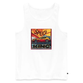 Speed King – gelber Sportwagen - Männer Premium Bio Tank Top - Weiß - Vorne - Michal (187cm)