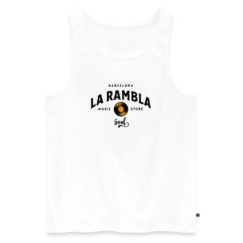 "La Rambla Soul" Barcelona Vintage Music Store - Men's Premium Organic Tank Top - white - Front - Michal (187cm)
