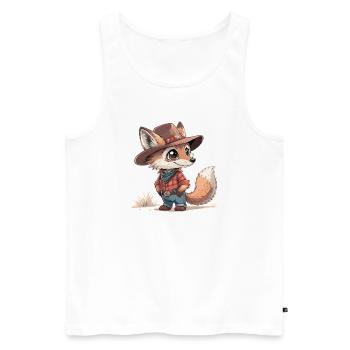 Cowboy Western Kojote - Männer Premium Bio Tank Top - Weiß - Vorne - AI Model Male 178 light (178cm)