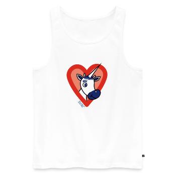 BAVARIAN UNICORN - Herz - Männer Premium Bio Tank Top - Weiß - Vorne - AI Model Male 178 light (178cm)