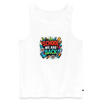 École We Are Back Chemise Graffiti Schule Kids - Débardeur bio Premium Homme - blanc - Devant - AI Model Male 178 light (178cm)