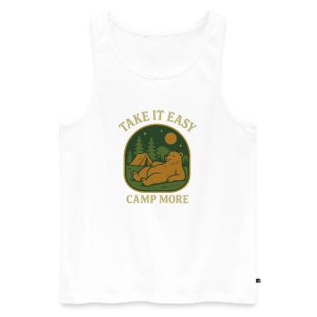 Cozy bear motif for camping - Men's Premium Organic Tank Top - white - Front - AI Model Male 178 light (178cm)