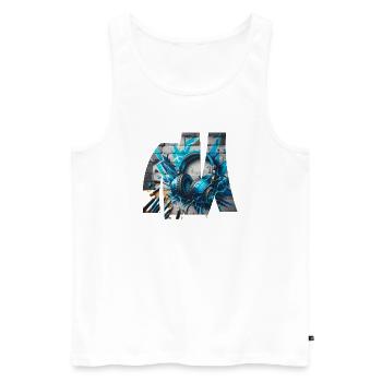 Grafischer Rhythmus und chromatischer Klang. - Männer Premium Bio Tank Top - Weiß - Vorne - AI Model Male 178 light (178cm)