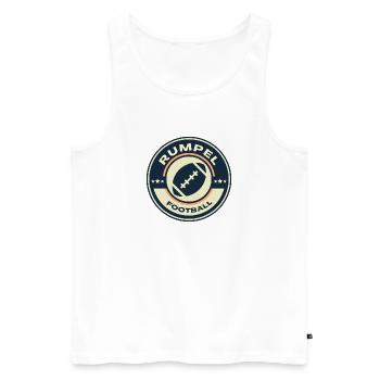 Rumpelfootball Centerpiece - Männer Premium Bio Tank Top - Weiß - Vorne - Michal (187cm)