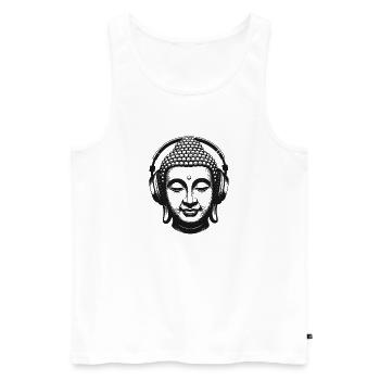 Buddha with Headphones Mindfulness Music Boho Zen - Men's Premium Organic Tank Top - white - Front - AI Model Male 178 light (178cm)