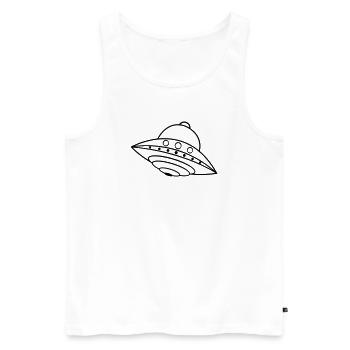 UFO Alien Ship Space Doodle - Men's Premium Organic Tank Top - white - Front - AI Model Male 178 light (178cm)
