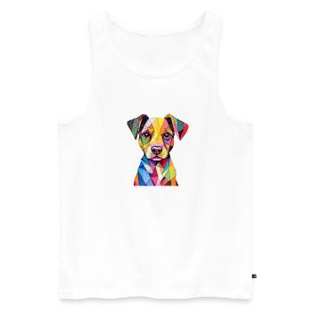 Colorful Geometric Pop Art Dog - Men's Premium Organic Tank Top - white - Front - Michal (187cm)