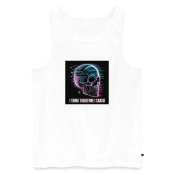 Cyberpunk Totenschädel mit digitalem Glitch - Männer Premium Bio Tank Top - Weiß - Vorne - AI Model Male 178 light (178cm)