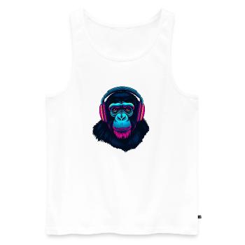Affe als DJ - Männer Premium Bio Tank Top - Weiß - Vorne - AI Model Male 178 light (178cm)