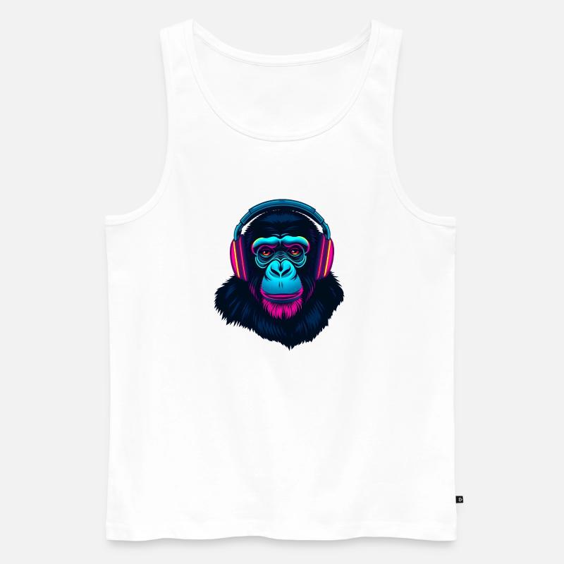 Affe als DJ - Männer Premium Bio Tank Top - Weiß